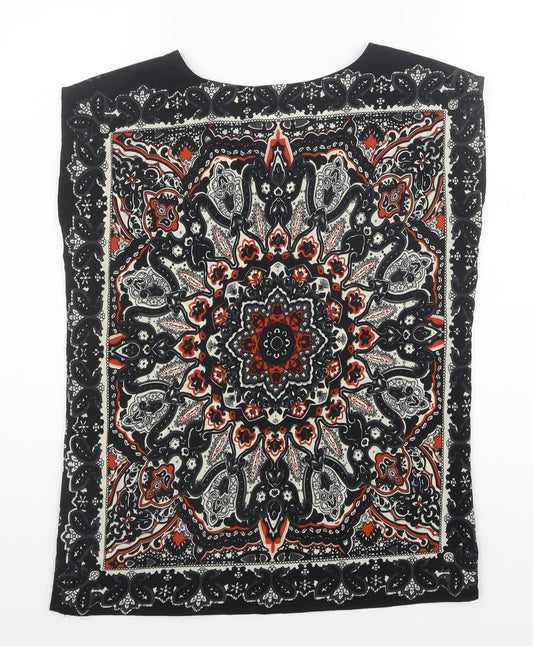 Select Womens Black Paisley Basic Blouse Size 6