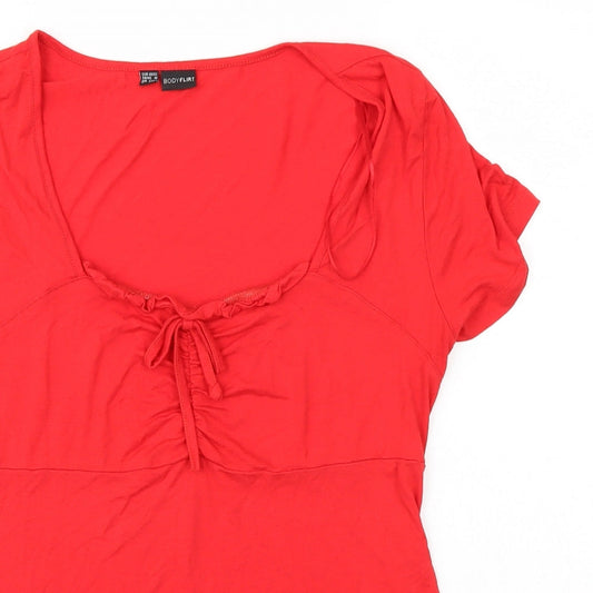 Body Flirt Womens Red Tunic Blouse Size M