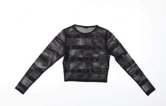 Light Before Dark Womens Black Vest Jumper Size S - see thru