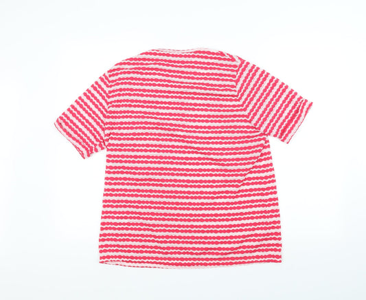 isle Womens Pink Striped Basic T-Shirt Size M