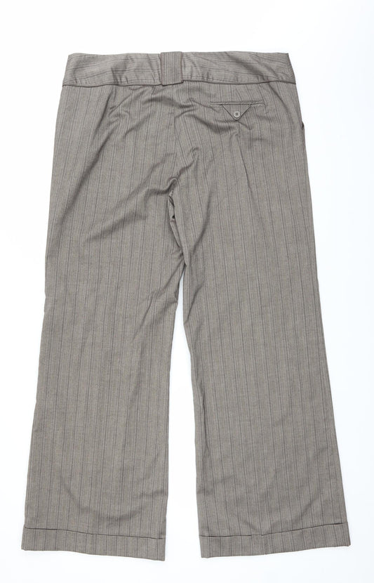 Dorothy Perkins Womens Brown Striped Trousers Size 18 L30 in