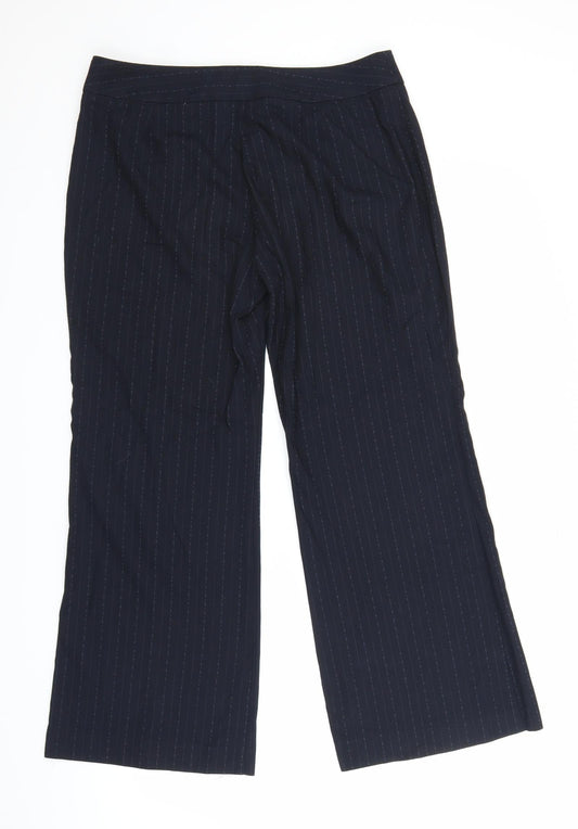 NEXT Womens Blue Striped Trousers Size 14 L24.5 in
