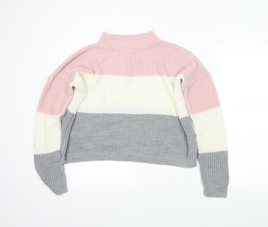 Select Womens Grey Striped Pullover Jumper Size 8