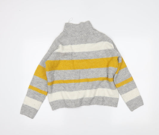Papaya Womens Grey Striped Pullover Jumper Size M