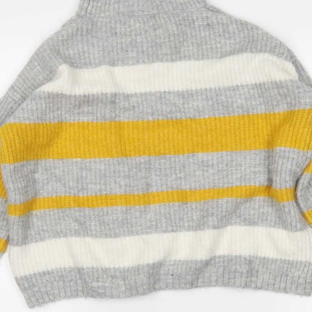 Papaya Womens Grey Striped Pullover Jumper Size M