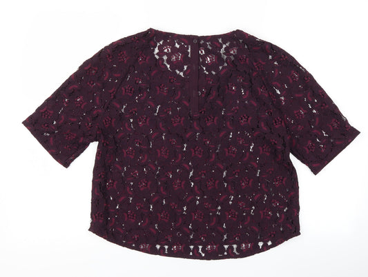 NEXT Womens Purple Floral Basic T-Shirt Size 10