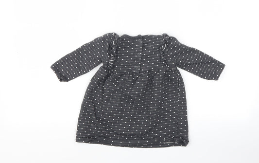 George Girls Grey Polka Dot T-Shirt Dress Size 6-9 Months - zebra