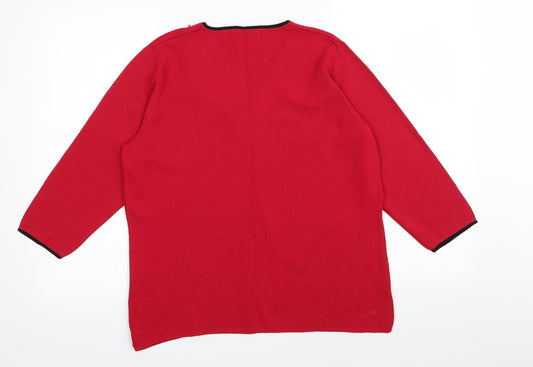 Heather Valley Womens Red Floral Pullover Jumper Size 18
