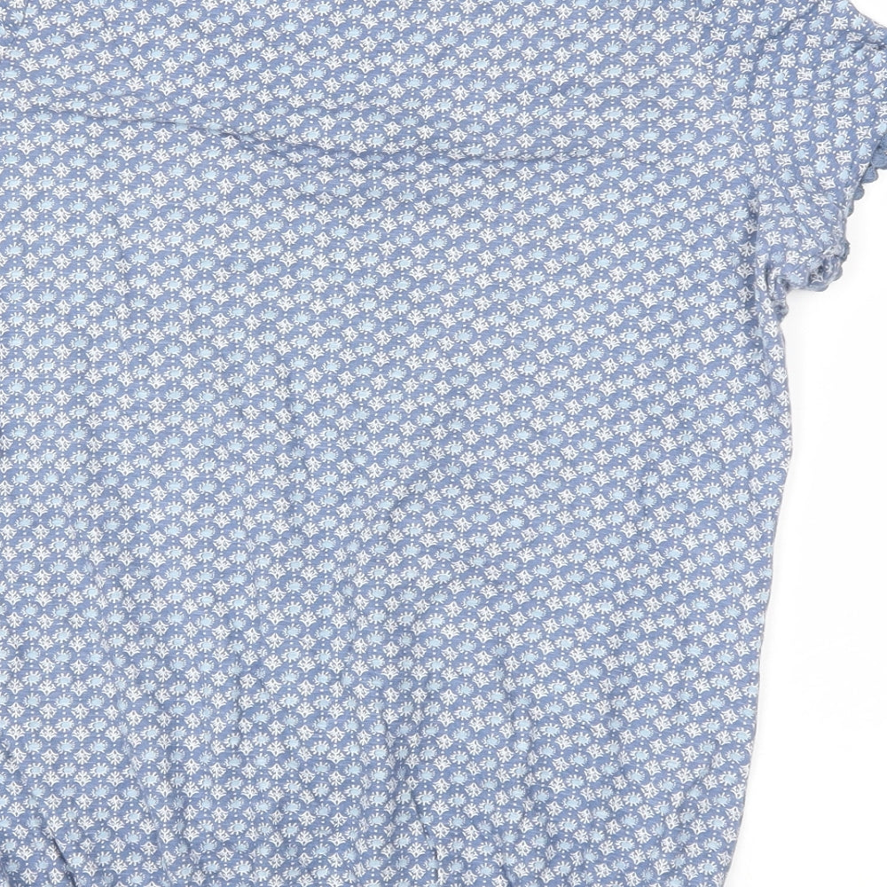 next Womens Blue Floral Basic T-Shirt Size 6