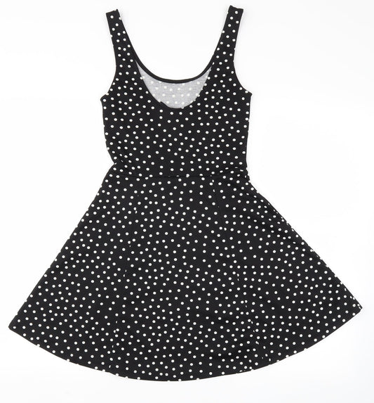 H&M Womens Black Polka Dot Fit & Flare Size 4