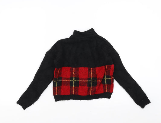 Select Girls Black Pullover Jumper Size 9 Years - tartan detail