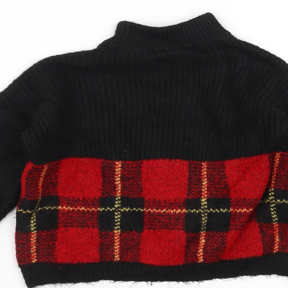 Select Girls Black Pullover Jumper Size 9 Years - tartan detail
