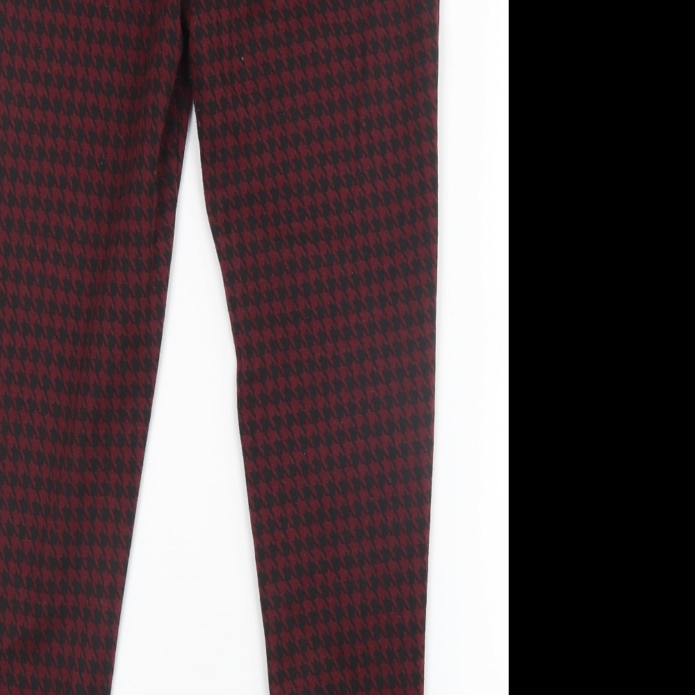 Select Womens Red Houndstooth Trousers Size 12 L26 in