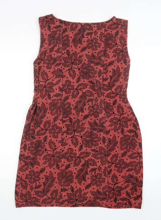 Miss Lush Womens Pink Geometric A-Line Size 14