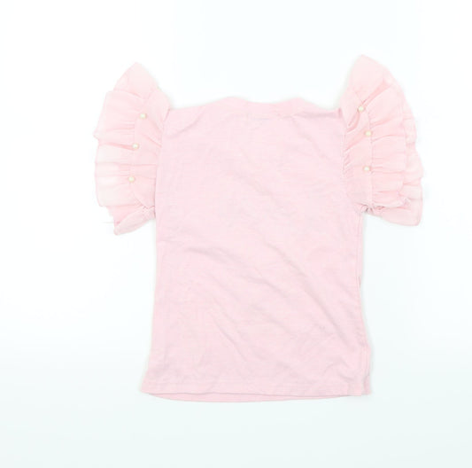 Vogue Girls Pink Basic T-Shirt Size 3 Years - Frill Sleeves