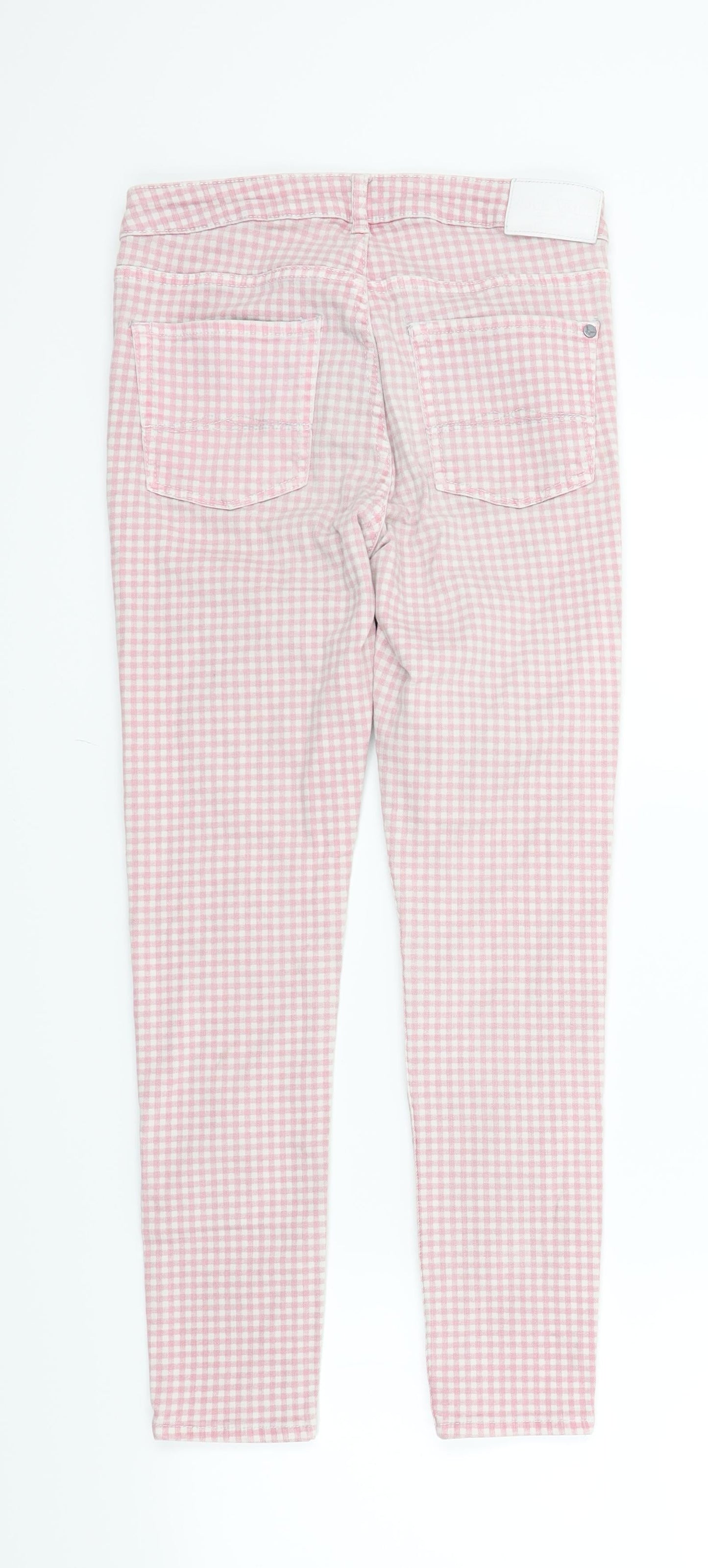 Jack Wills Womens Pink Check Skinny Jeans Size 8 L24 in