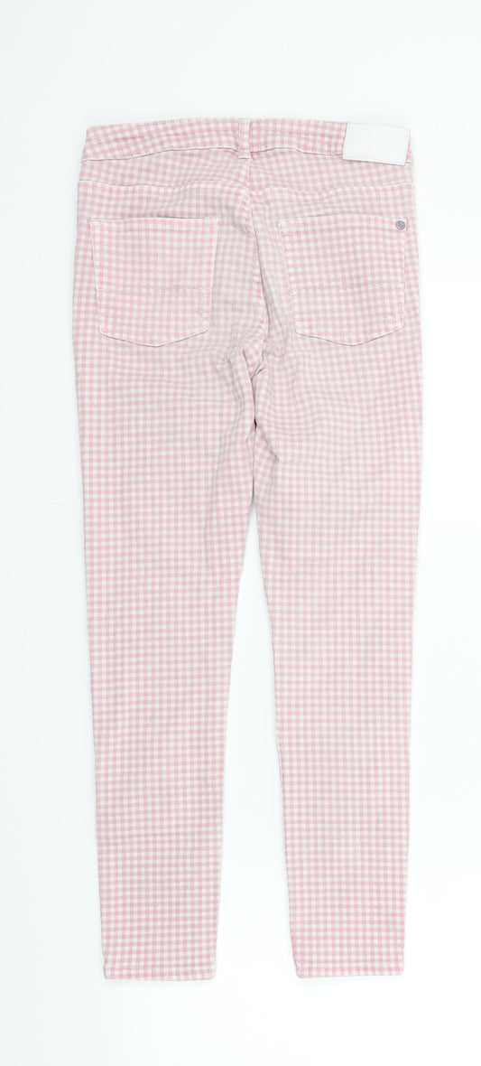 Jack Wills Womens Pink Check  Skinny Jeans Size 8 L24 in
