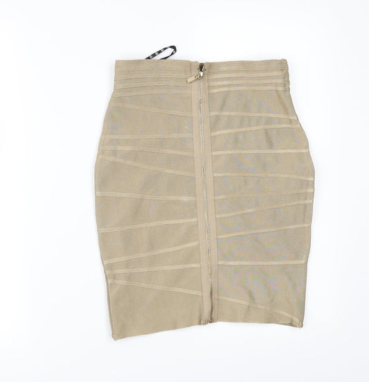 Missguided Womens Gold Mini Skirt Size 6