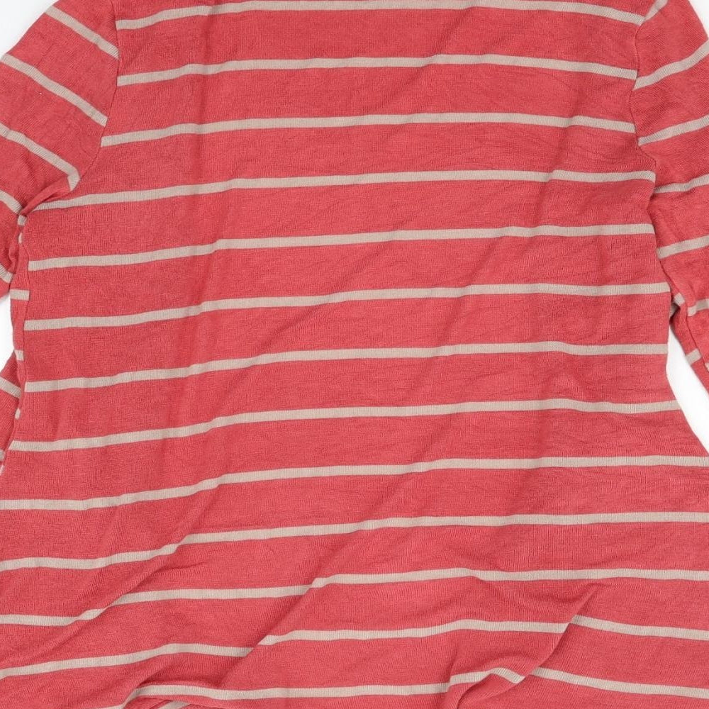 b' leev Womens Red Striped Cardigan Jumper Size L