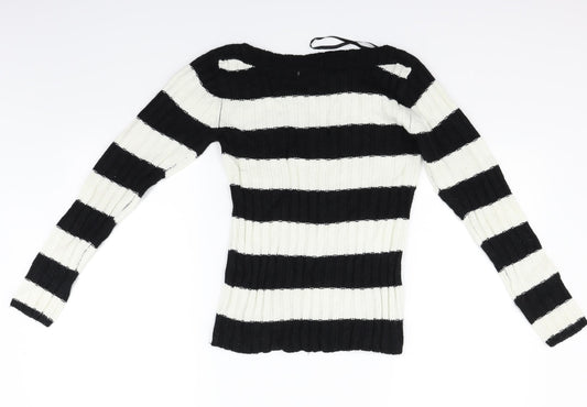 Phillip russel Womens White Striped Pullover Jumper Size S