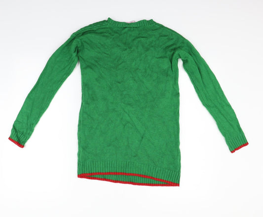 daisy shopper Womens Green Pullover Jumper Size M - Merry Christmas