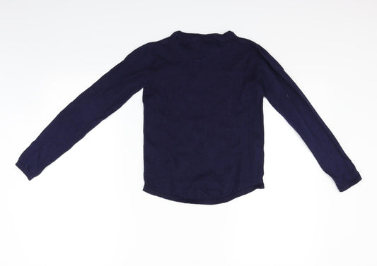 H&M Girls Blue Basic T-Shirt Size 11 Years - Sequin detail