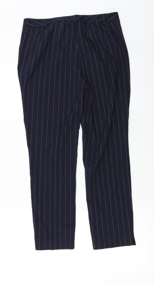 Marks and Spencer Womens Blue Striped Trousers Size 10 L23 in