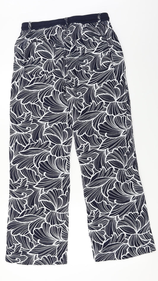 Marks and Spencer Womens Blue Floral Trousers Size 10 L27 in