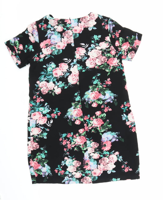 Poppy Lux Womens Black Floral Sheath Size 14