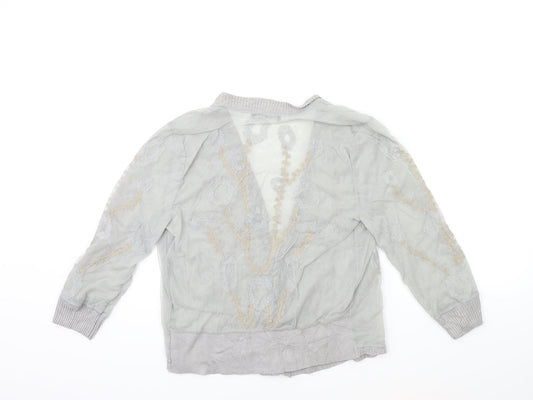 NIC+ZOE Womens Grey Cardigan Jumper Size M