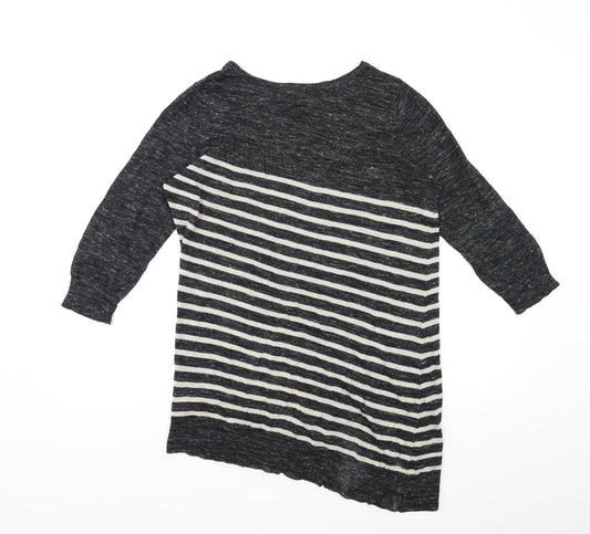 Marks and Spencer Womens Black Striped Knit Pullover Jumper Size 18