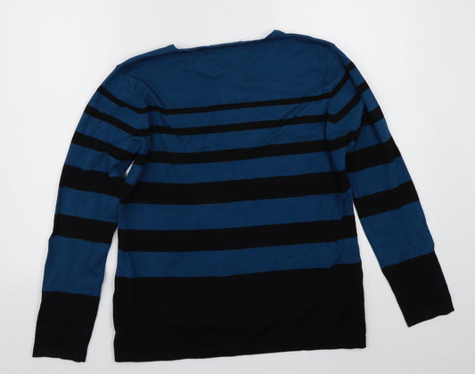 Just Elegance Womens Blue Striped Pullover Jumper Size S