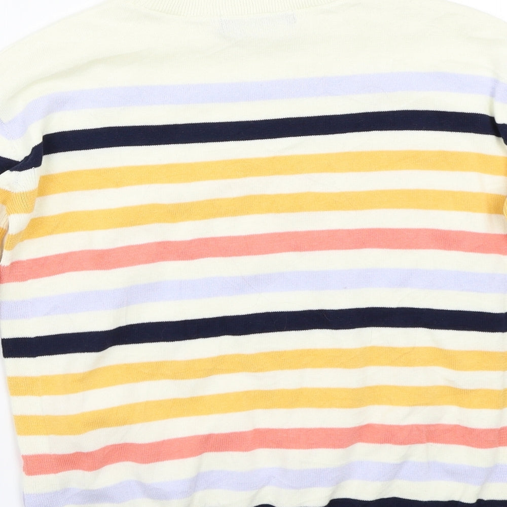 Marks and Spencer Womens White Striped Pullover Jumper Size XS