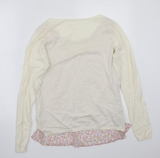 so sweet Womens White Floral Pullover Jumper Size L