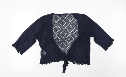 Isle Womens Blue Geometric Cardigan Jumper Size 14