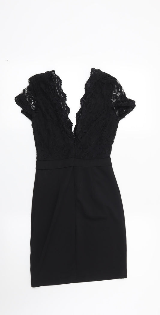 Missguided Womens Black Floral Bodycon Size 6