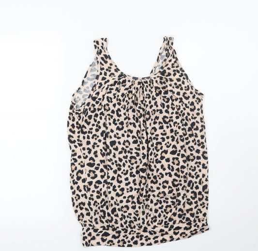 Very Womens Beige Animal Print Basic Blouse Size 12