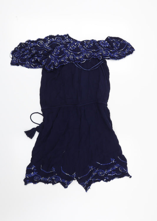 Red Herring Womens Blue Floral Playsuit One-Piece Size 8