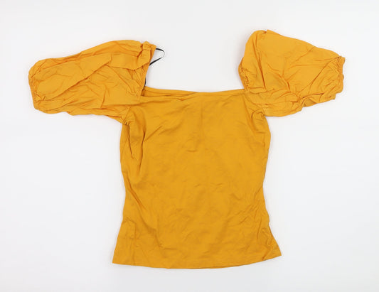H&M Womens Yellow Jersey Basic Blouse Size XS
