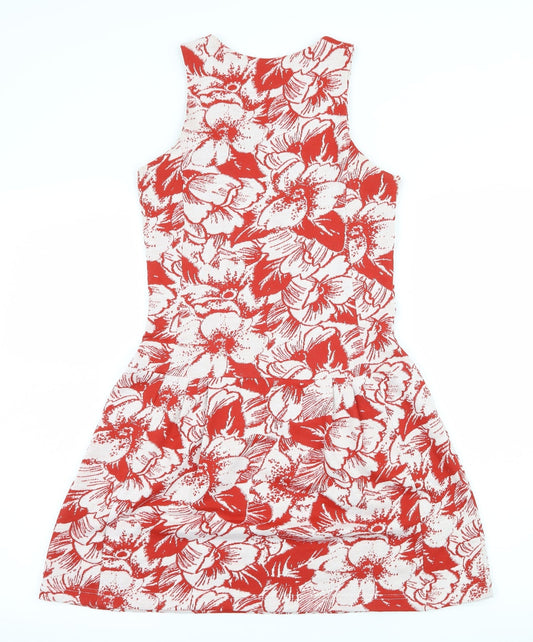 Najma Womens Red Floral Jersey T-Shirt Dress Size 8