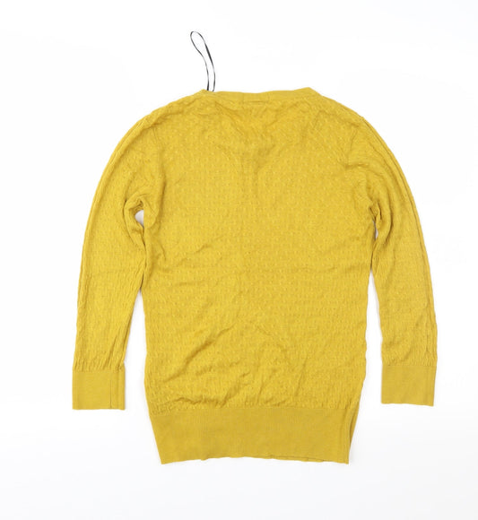 H&M Womens Yellow Knit Pullover Jumper Size S