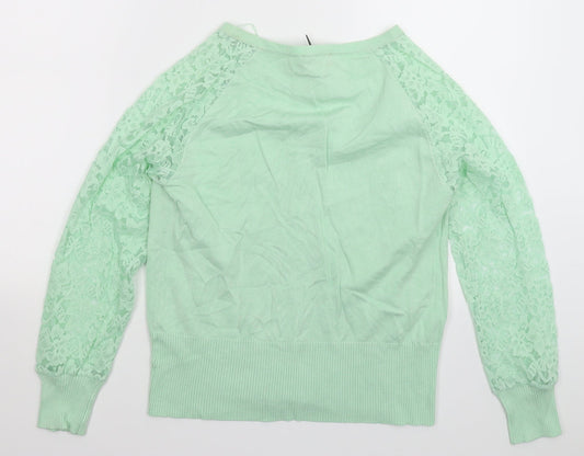 Marble Womens Green Knit Cardigan Jumper Size S