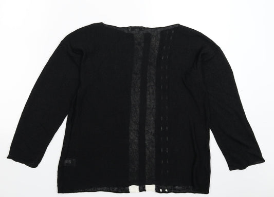 Meredith Womens Black Striped Knit Pullover Jumper Size M