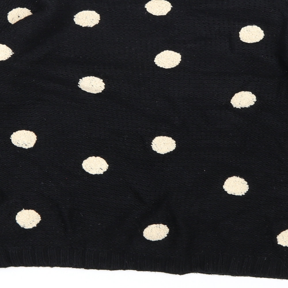 FOREVER 21 Womens Black Polka Dot Knit Pullover Jumper Size L