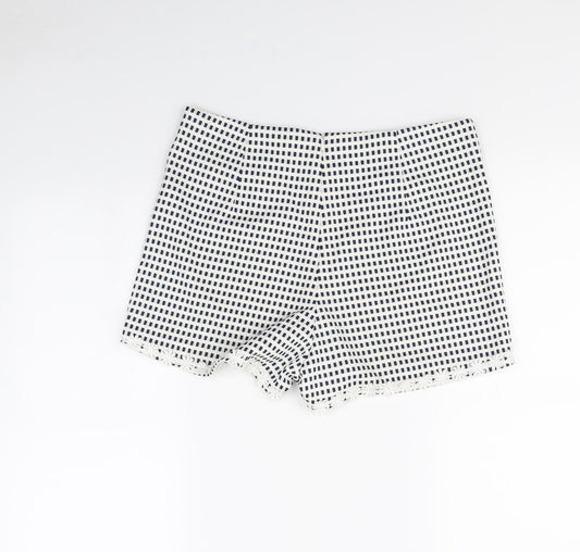 MINKPINK Womens White Plaid Paperbag Shorts Size L