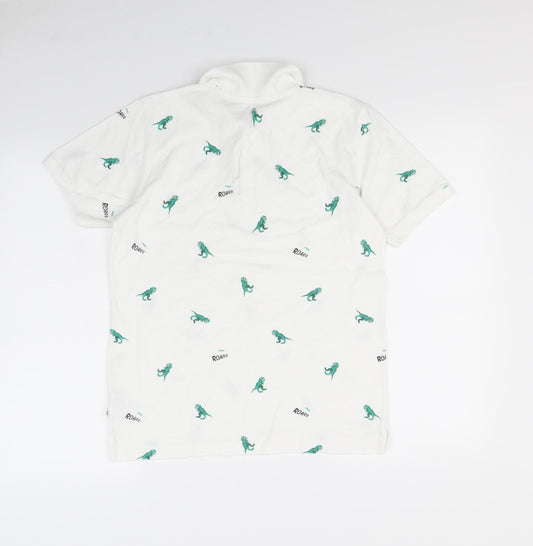 Gap Boys White Spotted Basic Polo Size 2XL - DInosaur