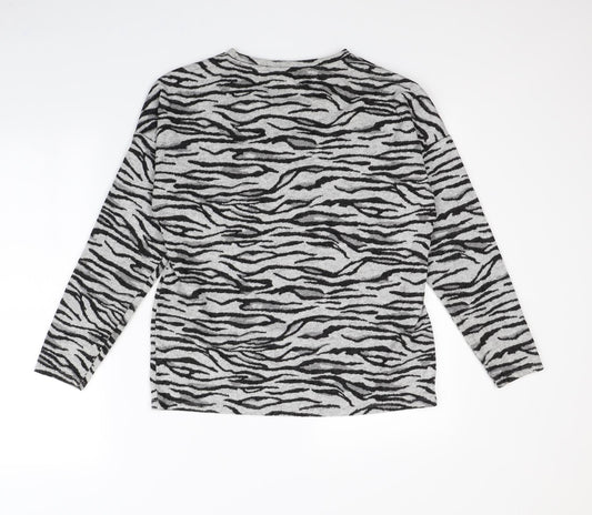 NEXT Womens Grey Animal Print Pullover Jumper Size 10