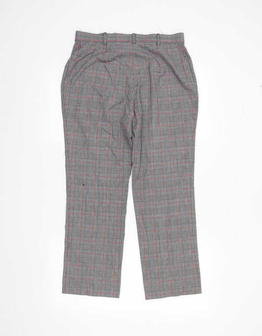 M&S Womens Grey Plaid Dress Pants Trousers Size 14 L25 in