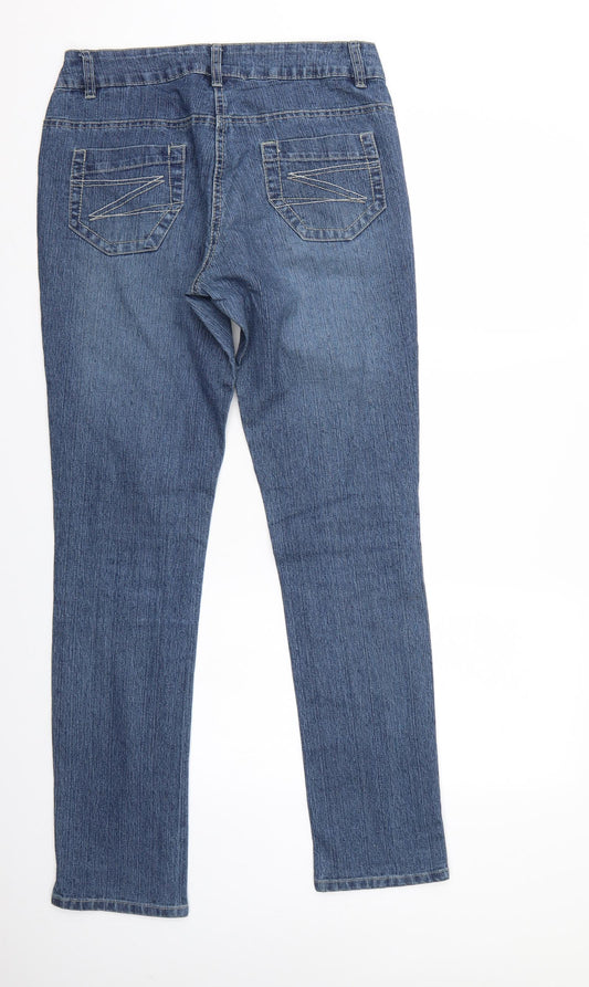 OKAY Womens Blue Denim Straight Jeans Size 10 L30 in