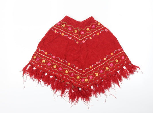 Sarah Louise Girls Red Geometric Jacket Poncho Size 2 Years